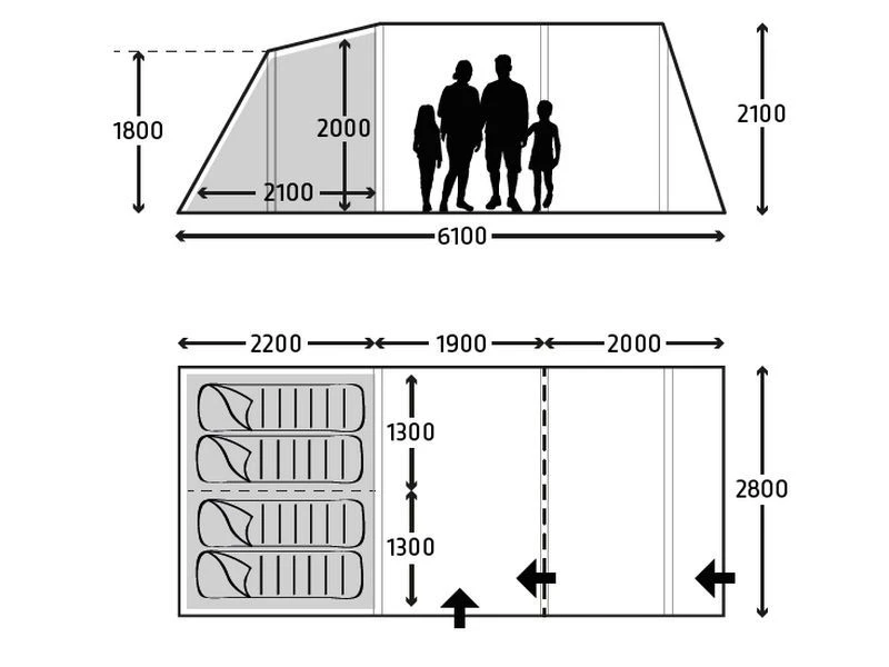 Kampa Opblaasbare Tent Hayling 4 Air 2 Kampa Opblaasbare Tent Hayling 4 Air - Afbeelding 2
