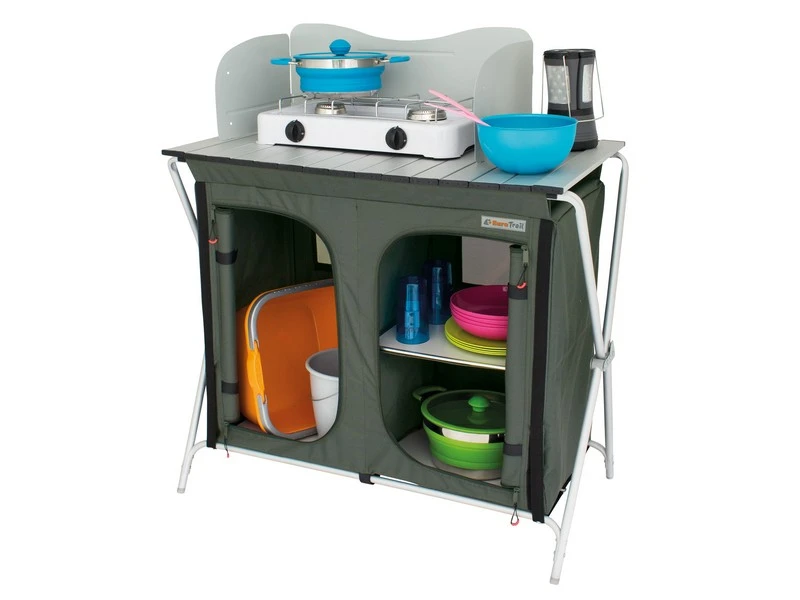 Eurotrail Kookeiland Mayet Vouwbaar + Windscherm Grijs-Zwart 1 Eurotrail Kookeiland Mayet Vouwbaar + Windscherm Grijs-Zwart