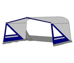 Voorkant -Buiten Kamperen tevelde luifel tarik rechts blauw
